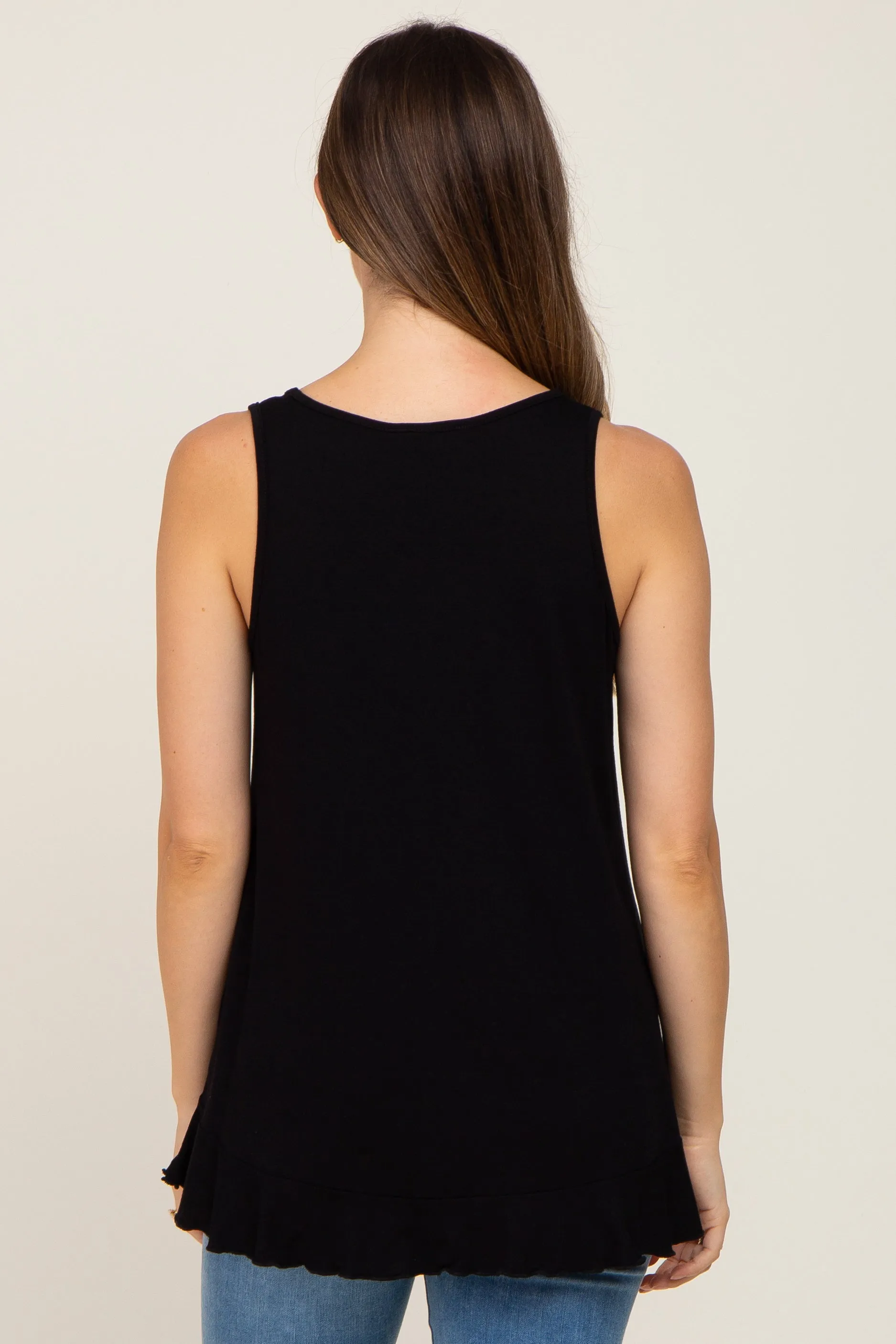 Black Ruffle Hem Maternity Tank Top sold by Pinkblush product image thumbnail 3