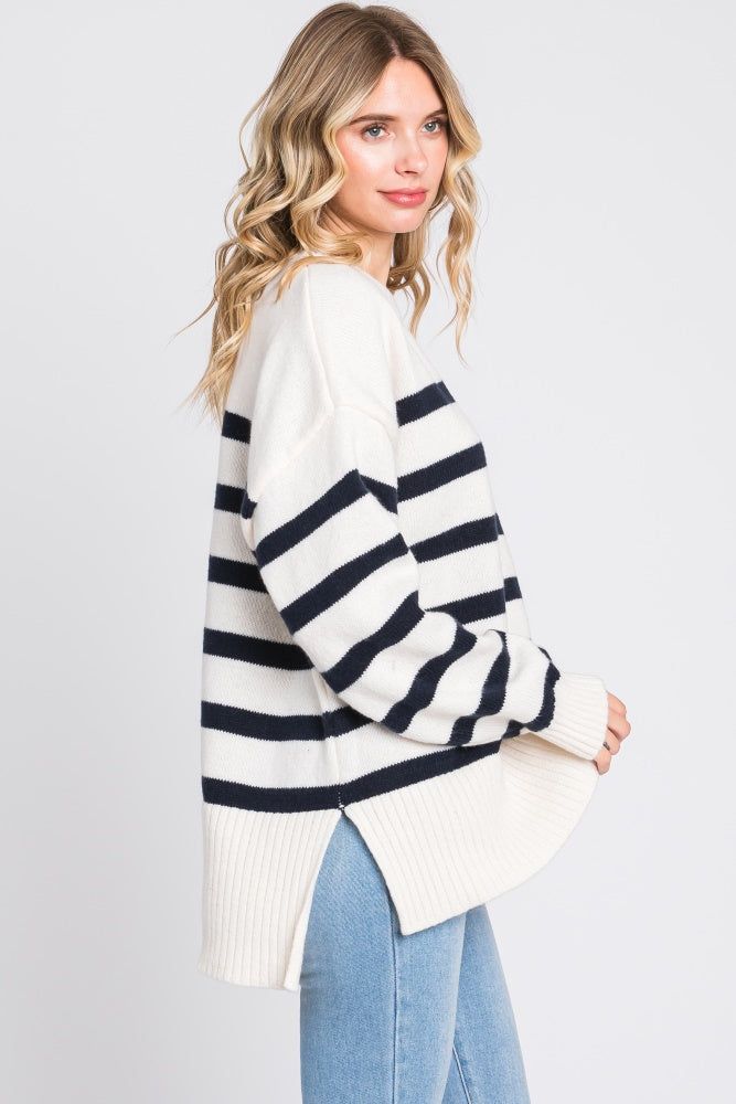 Cream Striped Oversized Sweater sold by Pinkblush product image thumbnail 4