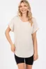 Beige Short Sleeve Terry Maternity Top sold by Pinkblush