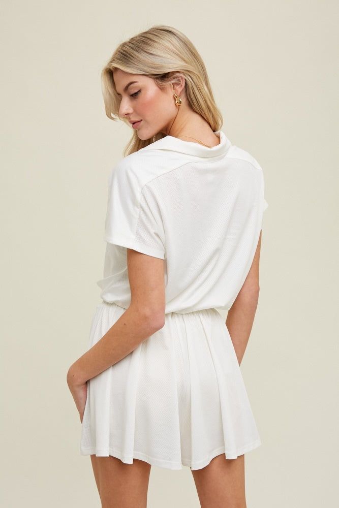 White Athletic Mesh Romper With Front Zip Detail sold by Pinkblush product image thumbnail 3