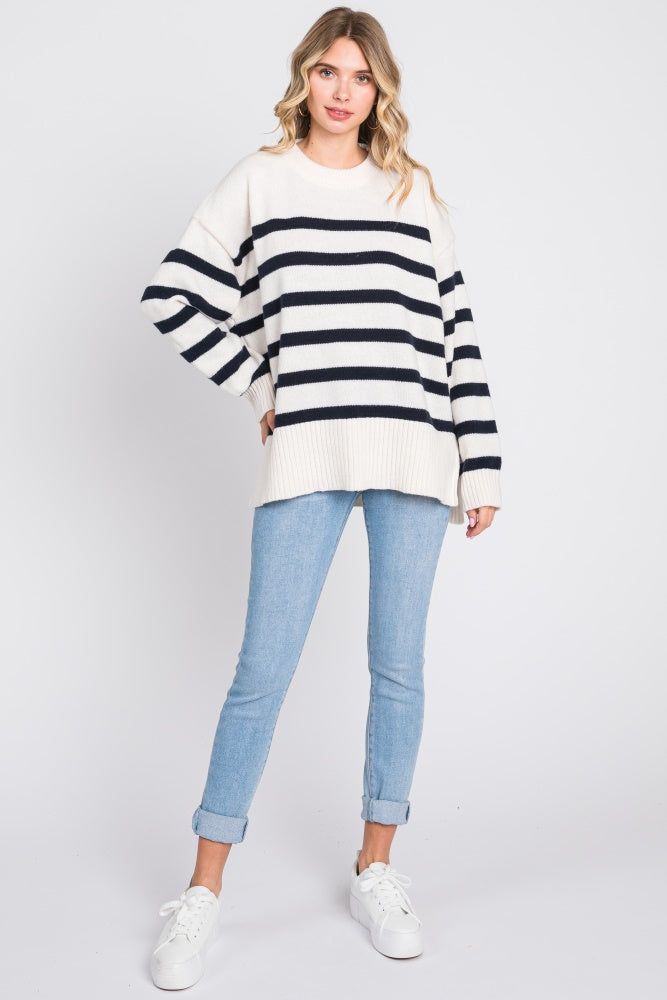 Cream Striped Oversized Sweater sold by Pinkblush product image thumbnail 2