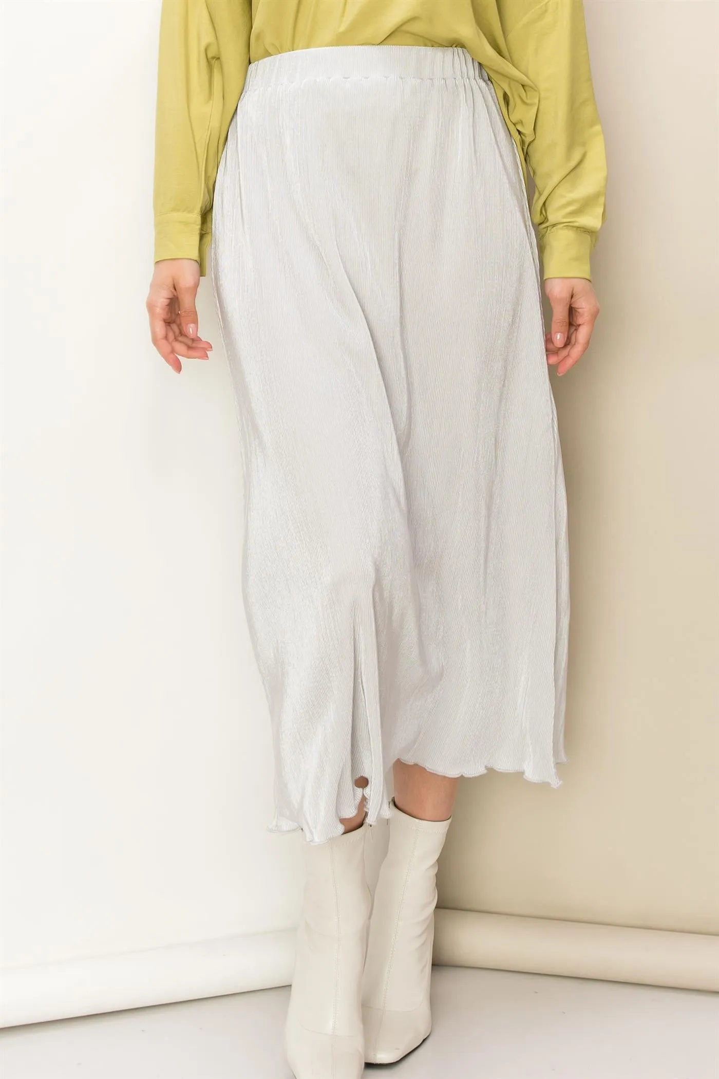 Grey Plisse Midi Skirt sold by Pinkblush product image thumbnail 2