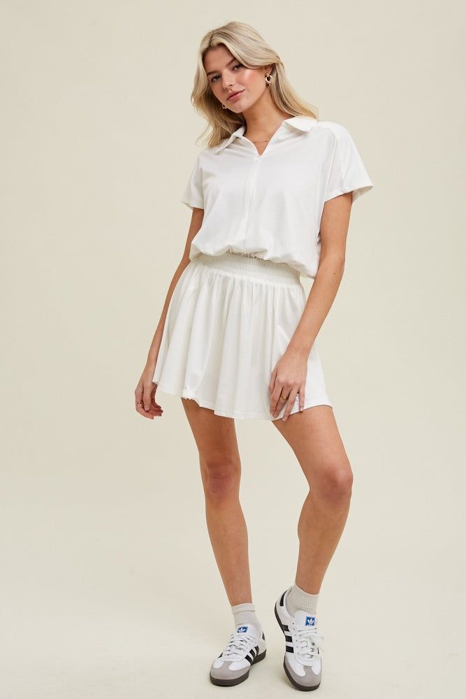 White Athletic Mesh Romper With Front Zip Detail sold by Pinkblush product image thumbnail 4