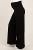 Black Crossover Waist Active Wide Leg Maternity Pant sold by Pinkblush
