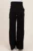 Black Crossover Waist Active Wide Leg Maternity Pant sold by Pinkblush