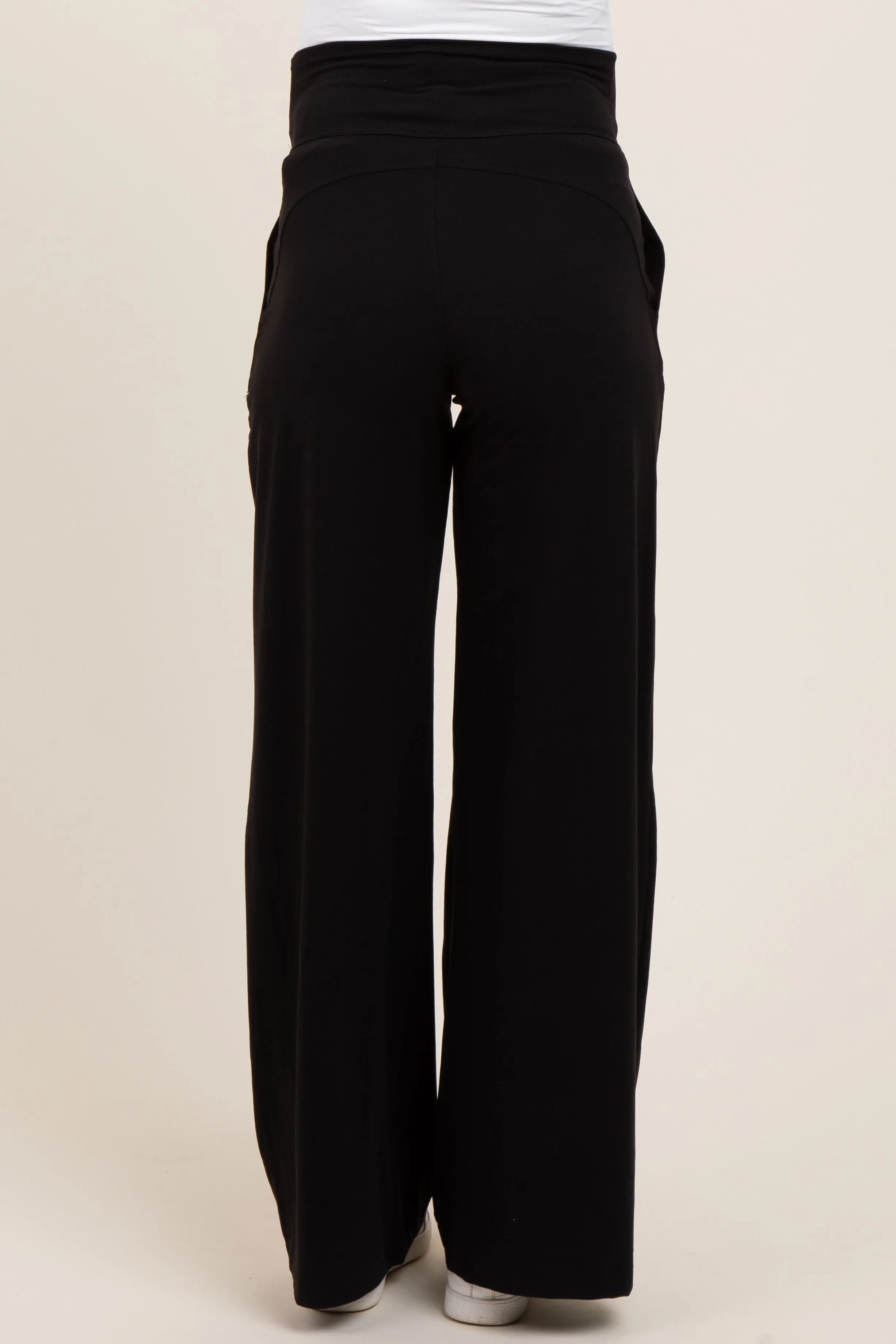 Black Crossover Waist Active Wide Leg Maternity Pant sold by Pinkblush product image thumbnail 5