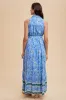 Blue Border Print Collared Button Down Maxi Dress sold by Pinkblush