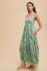 Mint Border Print Sleeveless Tiered Maxi Dress sold by Pinkblush