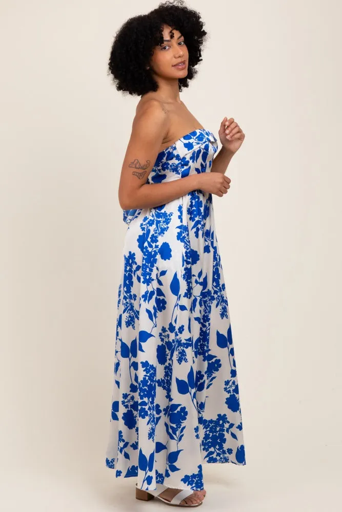 Blue Strapless Back Tie Maxi Dress sold by Pinkblush product image thumbnail 2
