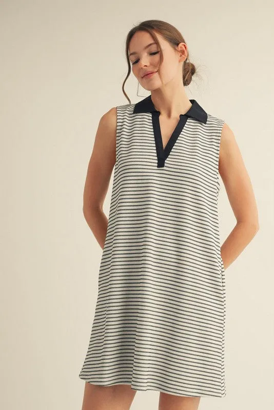 Black Striped Sleeveless Casual Mini Dress sold by Pinkblush