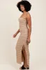 Light Taupe Ruffle Tiered Fitted Maxi Dress sold by Pinkblush