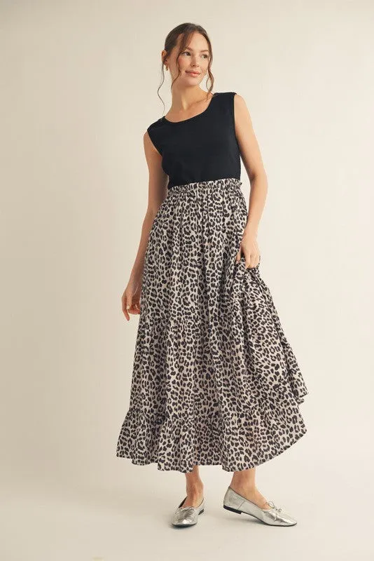Black/Animal Fabric Mixed Maxi Dress sold by Pinkblush product image thumbnail 2
