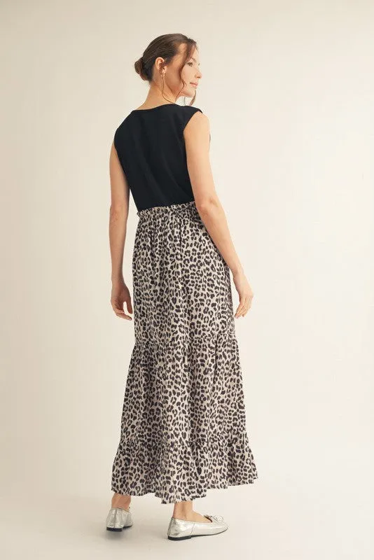Black/Animal Fabric Mixed Maxi Dress sold by Pinkblush product image thumbnail 3
