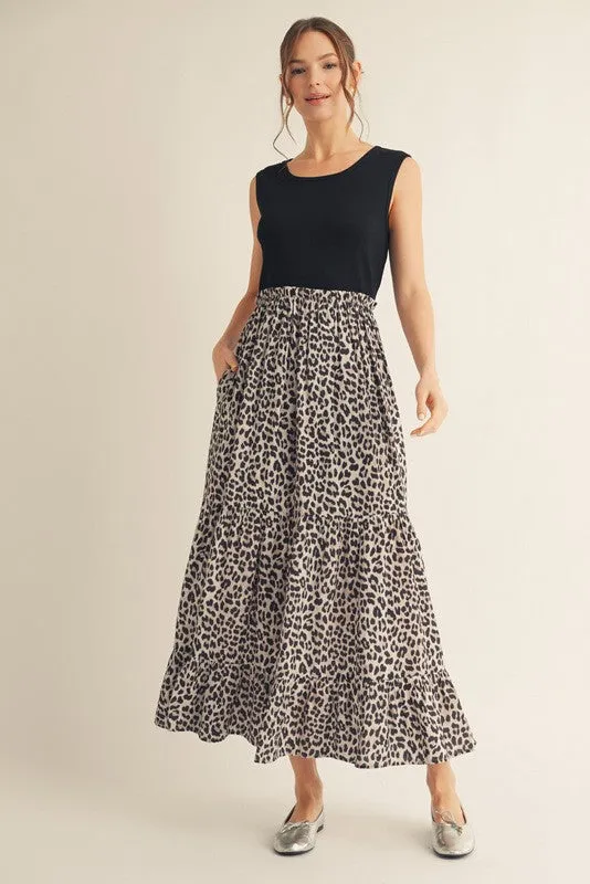 Black/Animal Fabric Mixed Maxi Dress made by JODIFL