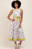 Lavender Floral Sleeveless Sash Tie Midi Dress sold by Pinkblush