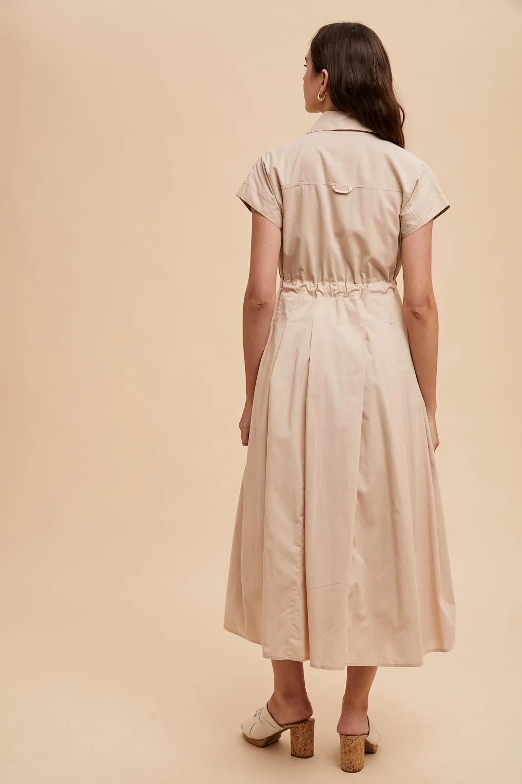 Beige Button Down Shirt Maxi Dress sold by Pinkblush product image thumbnail 4