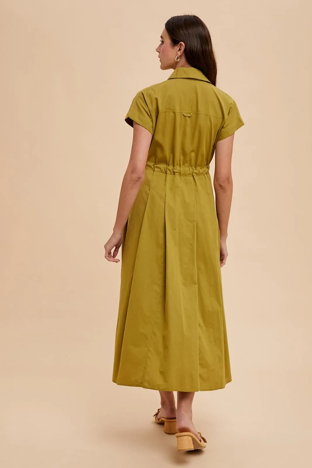 Olive Button Down Shirt Maxi Dress sold by Pinkblush product image thumbnail 4