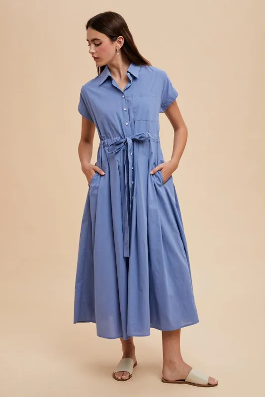 Blue Button Down Shirt Maxi Dress sold by Pinkblush