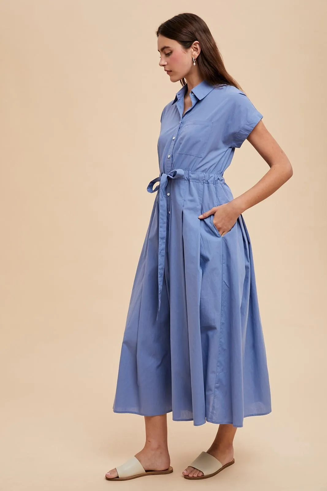 Blue Button Down Shirt Maxi Dress sold by Pinkblush product image thumbnail 3