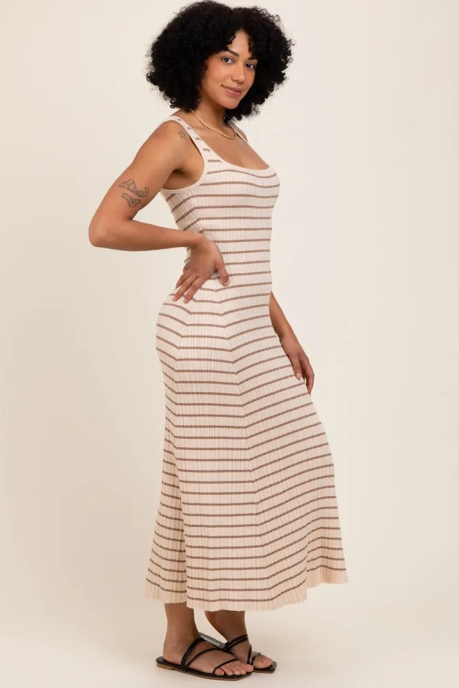 Natural/Mocha Lightweight Rib Fit And Flare Midi Dress sold by Pinkblush product image thumbnail 2