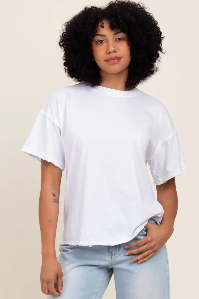 White Boxy Raw Edge Short Sleeve Tee sold by Pinkblush product image thumbnail 2