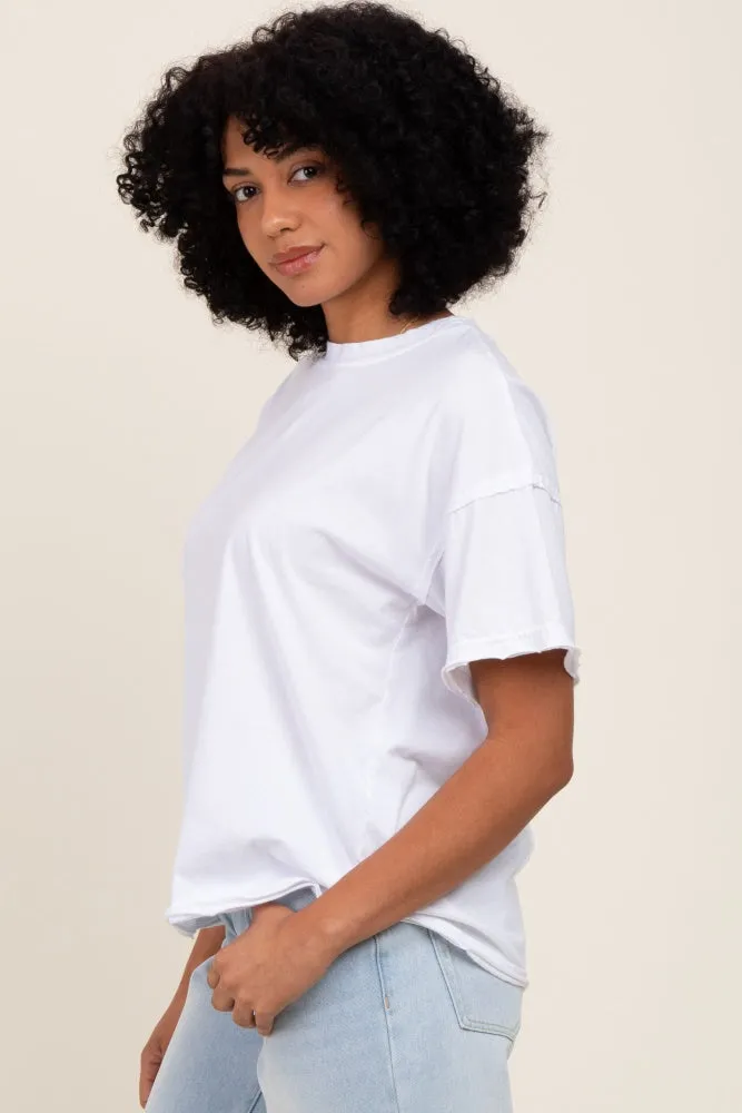 White Boxy Raw Edge Short Sleeve Tee sold by Pinkblush product image thumbnail 3