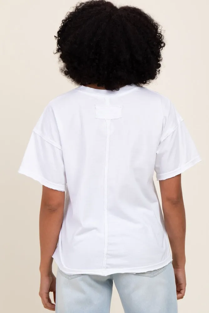 White Boxy Raw Edge Short Sleeve Tee sold by Pinkblush product image thumbnail 4
