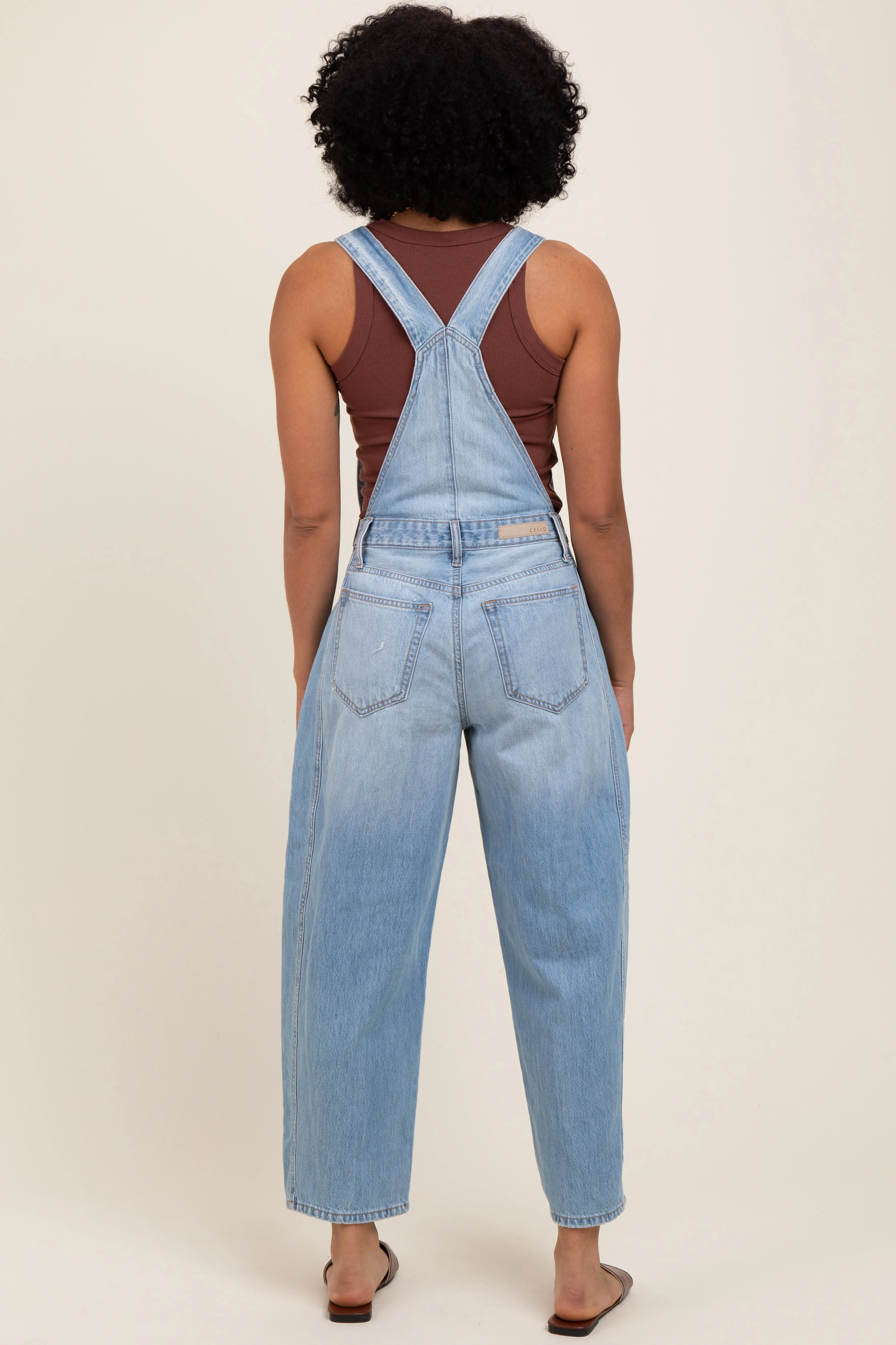 Light Blue Barrel Leg Overalls sold by Pinkblush product image thumbnail 4