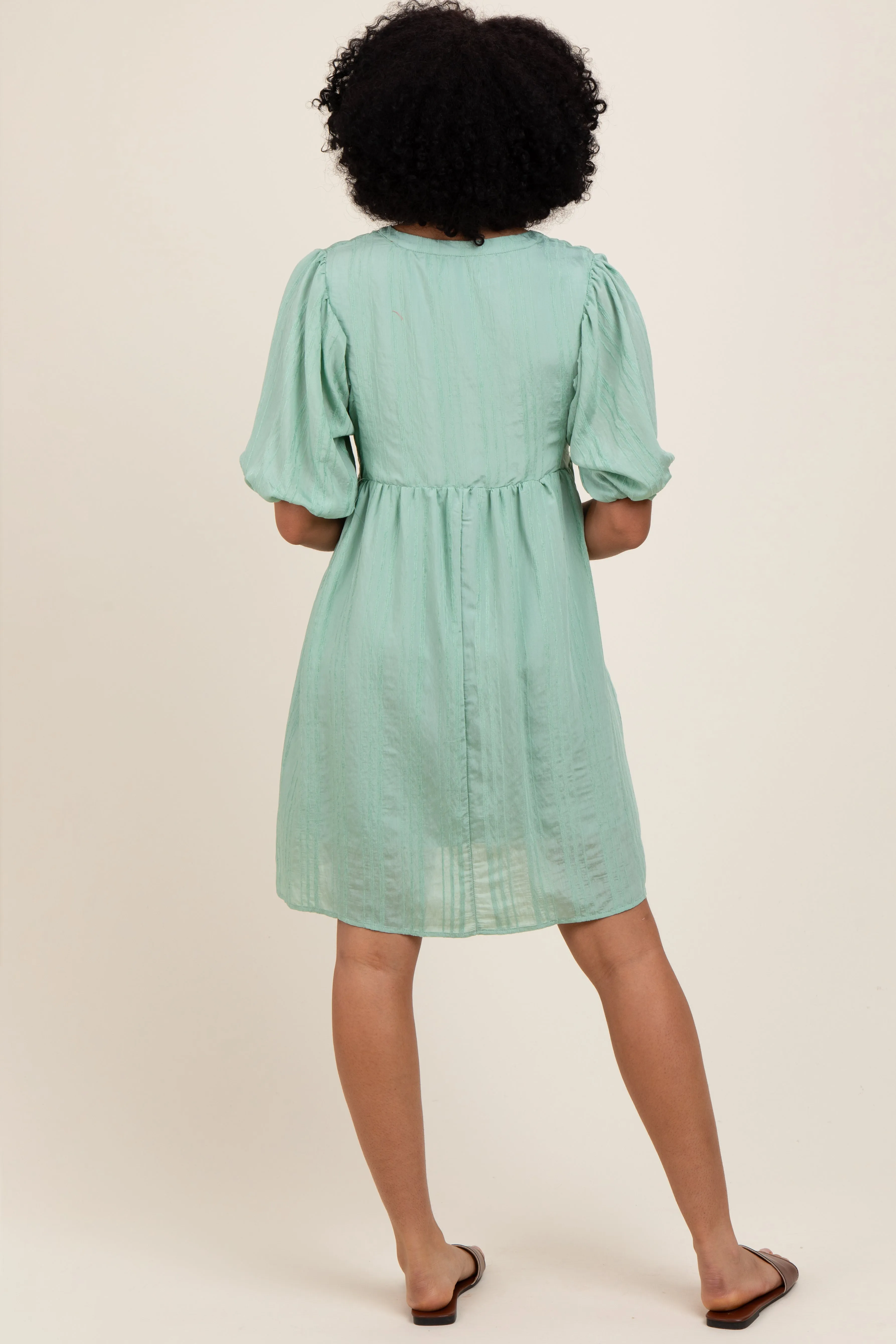 Light Olive Sheer Stripe Textured Mini Dress sold by Pinkblush product image thumbnail 3