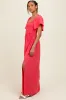 Coral Chambray Smocked Maxi Dress sold by Pinkblush