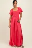 Coral Chambray Smocked Maxi Dress sold by Pinkblush
