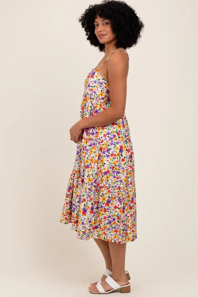 Ivory Floral Cami Strap Midi Dress sold by Pinkblush product image thumbnail 2