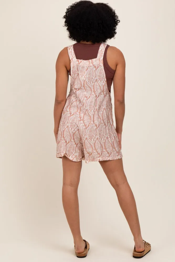 Light Taupe Leaf Print Overall Romper sold by Pinkblush product image thumbnail 3