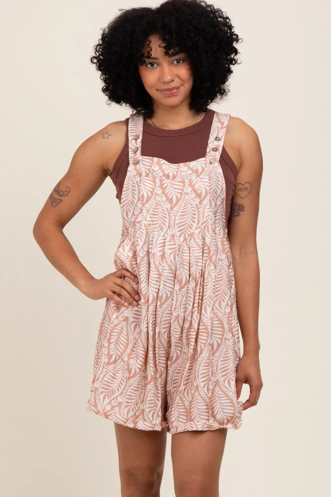 Light Taupe Leaf Print Overall Romper sold by Pinkblush