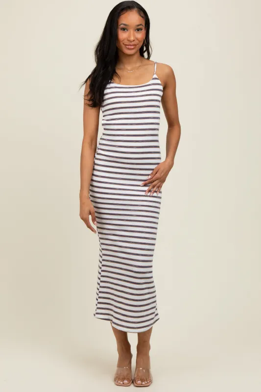 White Striped Backless Tie Maxi Dress sold by Pinkblush