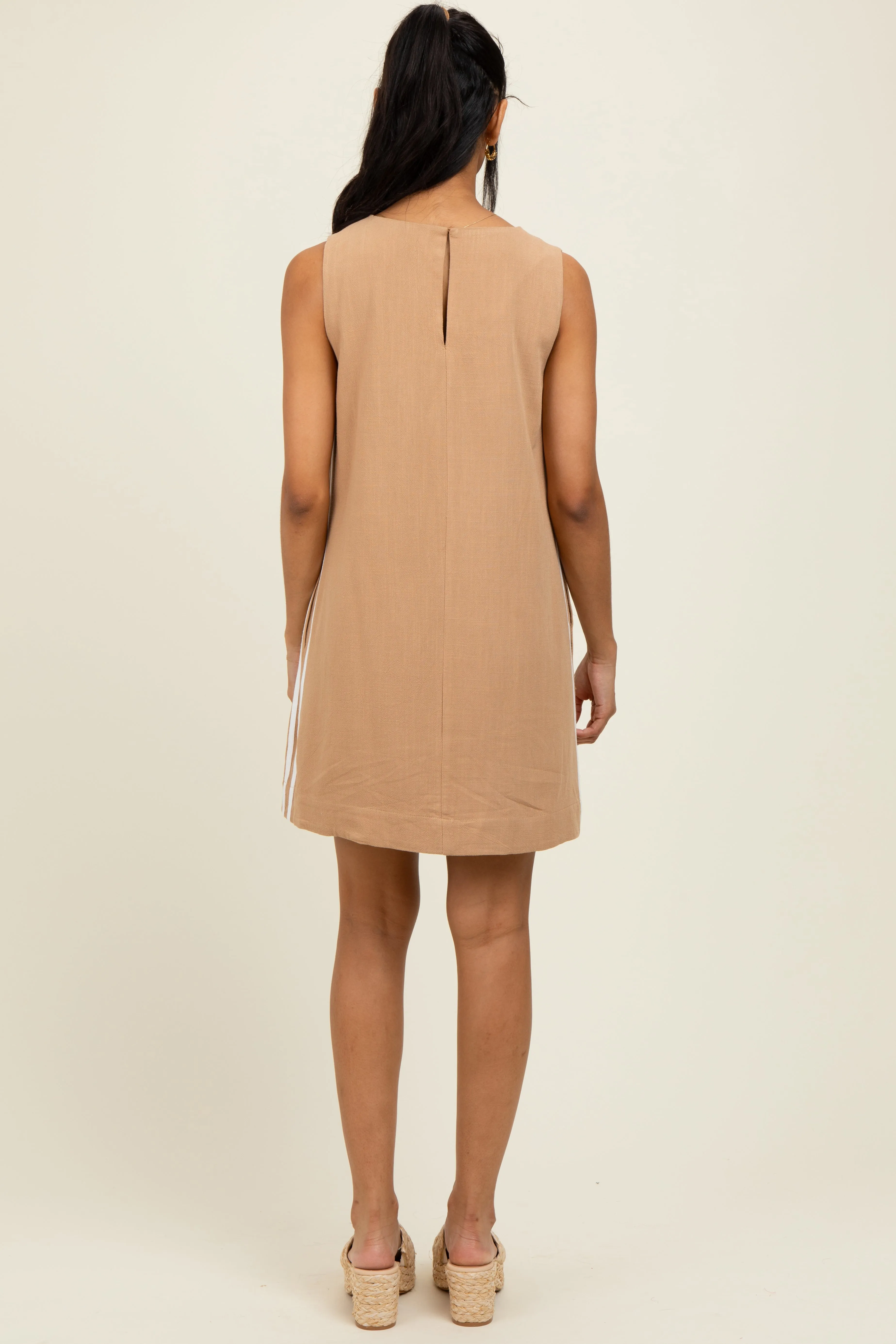 Mocha Sleeveless Striped A-Line Mini Dress sold by Pinkblush product image thumbnail 4