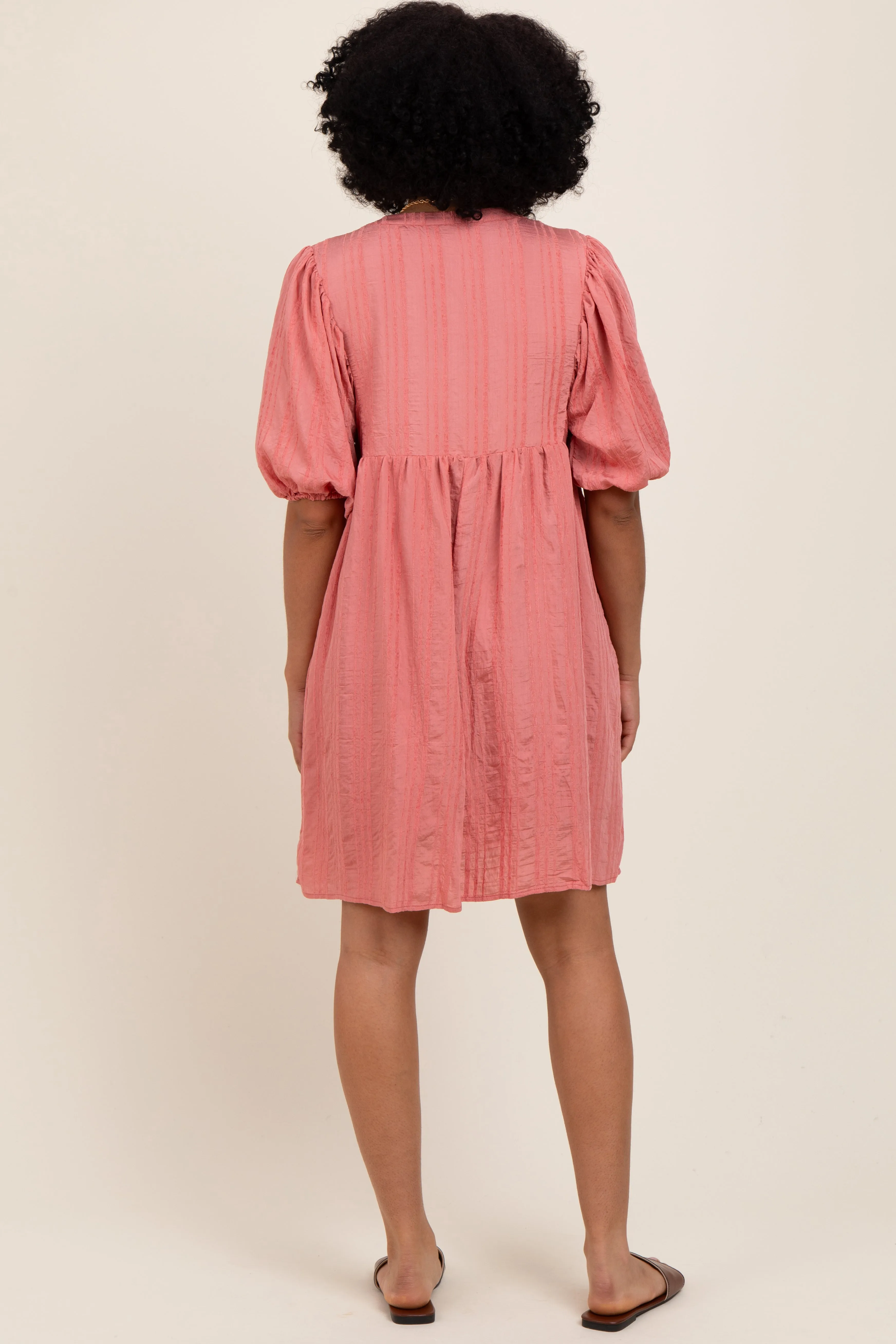 Mauve Sheer Stripe Textured Mini Dress sold by Pinkblush product image thumbnail 3