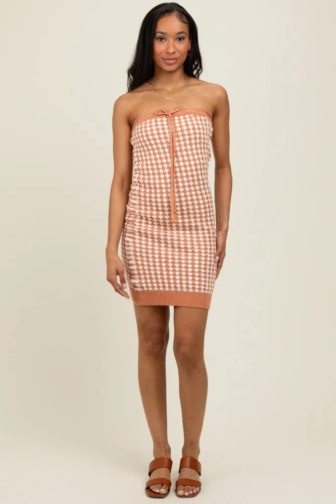 Rust Soft Color Mixed Sweater Tube Dress sold by Pinkblush product image thumbnail 2