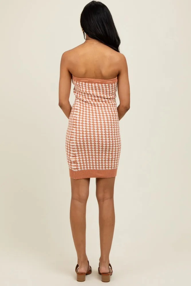 Rust Soft Color Mixed Sweater Tube Dress sold by Pinkblush product image thumbnail 4