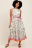 Orange Floral Sleeveless Sash Tie Maternity Midi Dress sold by Pinkblush