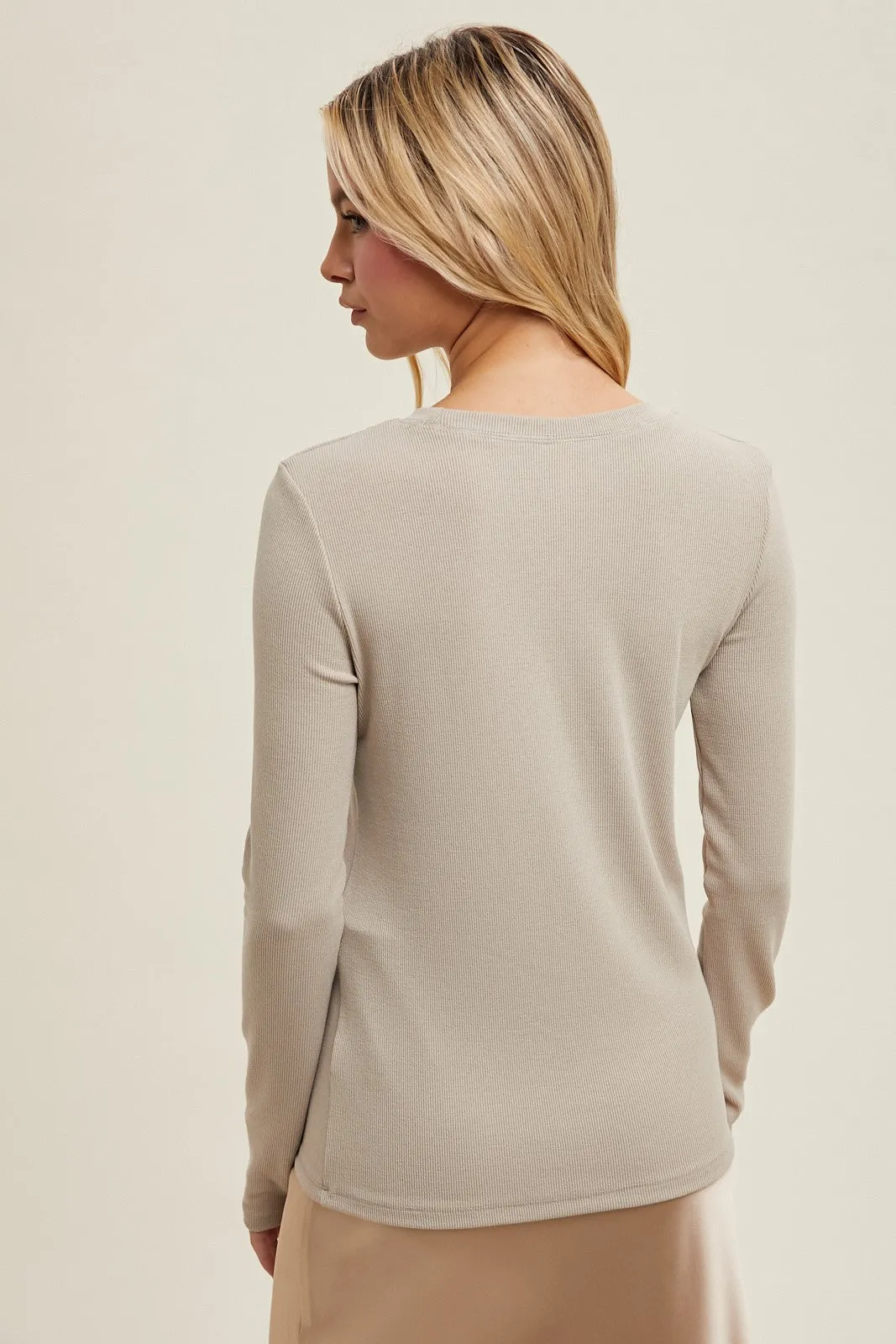 Beige Ribbed Long Sleeve Top sold by Pinkblush product image thumbnail 3