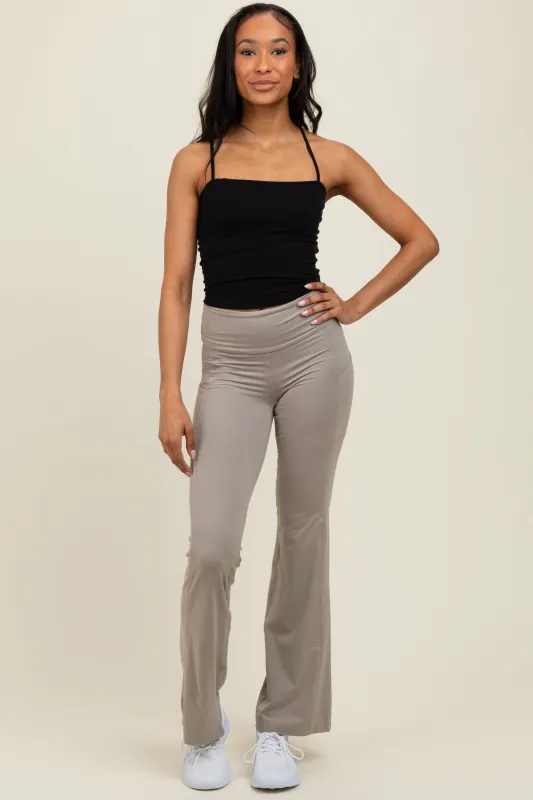 Taupe Active Pocket Flared Leggings sold by Pinkblush