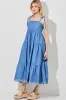 Denim Tiered Midi Dress sold by Pinkblush