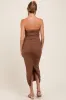 Mocha Mesh Strapless Ruched Maternity Maxi Dress sold by Pinkblush