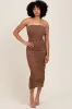 Mocha Mesh Strapless Ruched Maternity Maxi Dress sold by Pinkblush