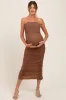 Mocha Mesh Strapless Ruched Maternity Maxi Dress sold by Pinkblush