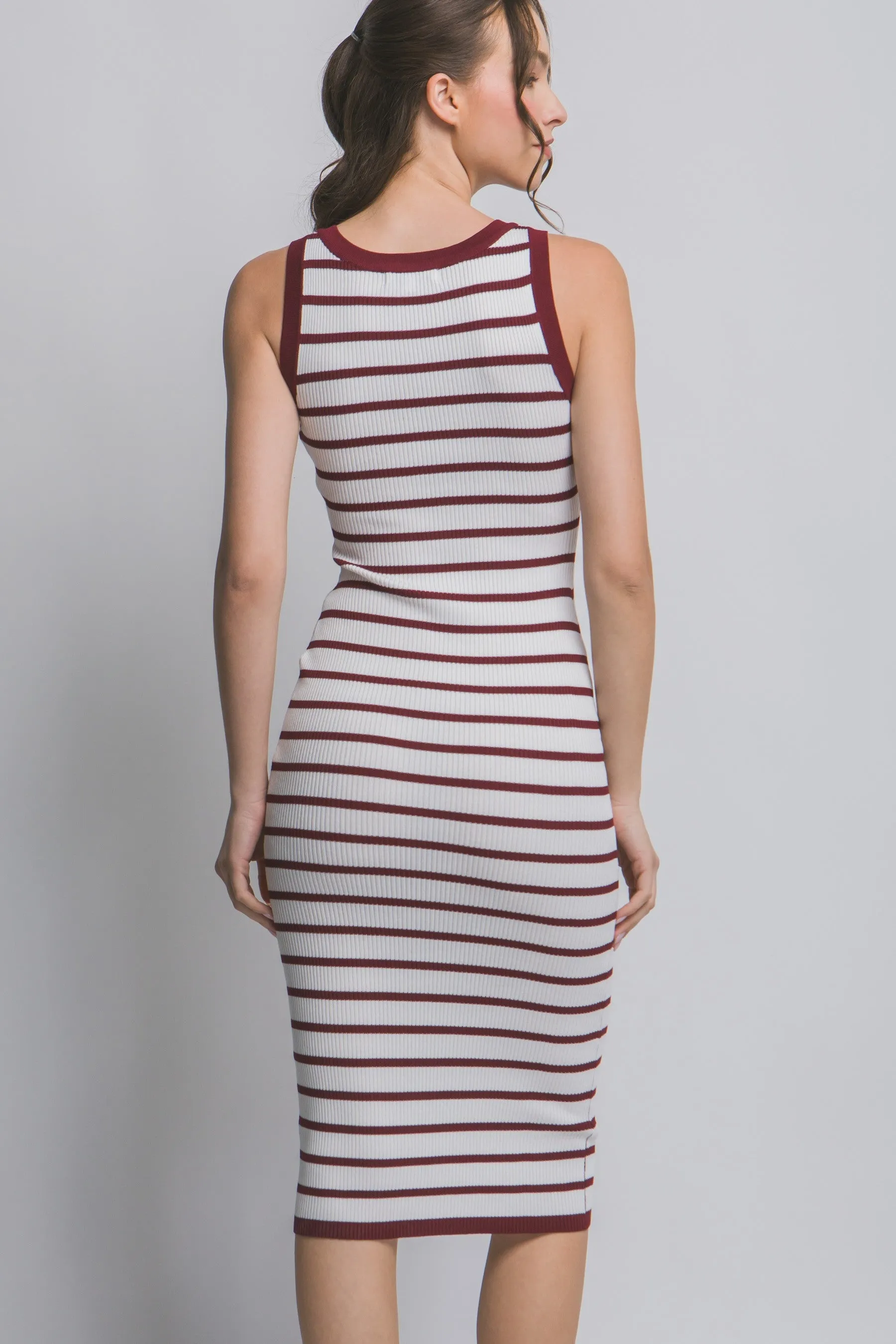 Wine Sleeveless Bodycon Midi Dress sold by Pinkblush product image thumbnail 4