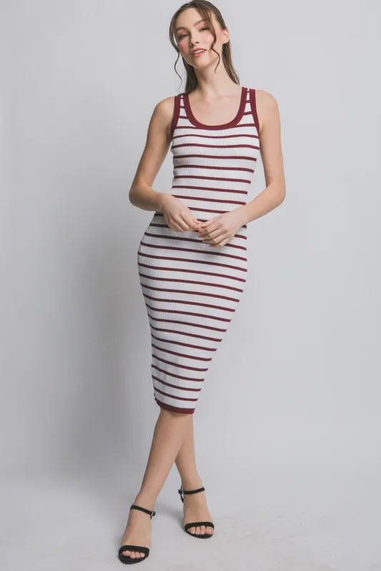 Wine Sleeveless Bodycon Midi Dress sold by Pinkblush