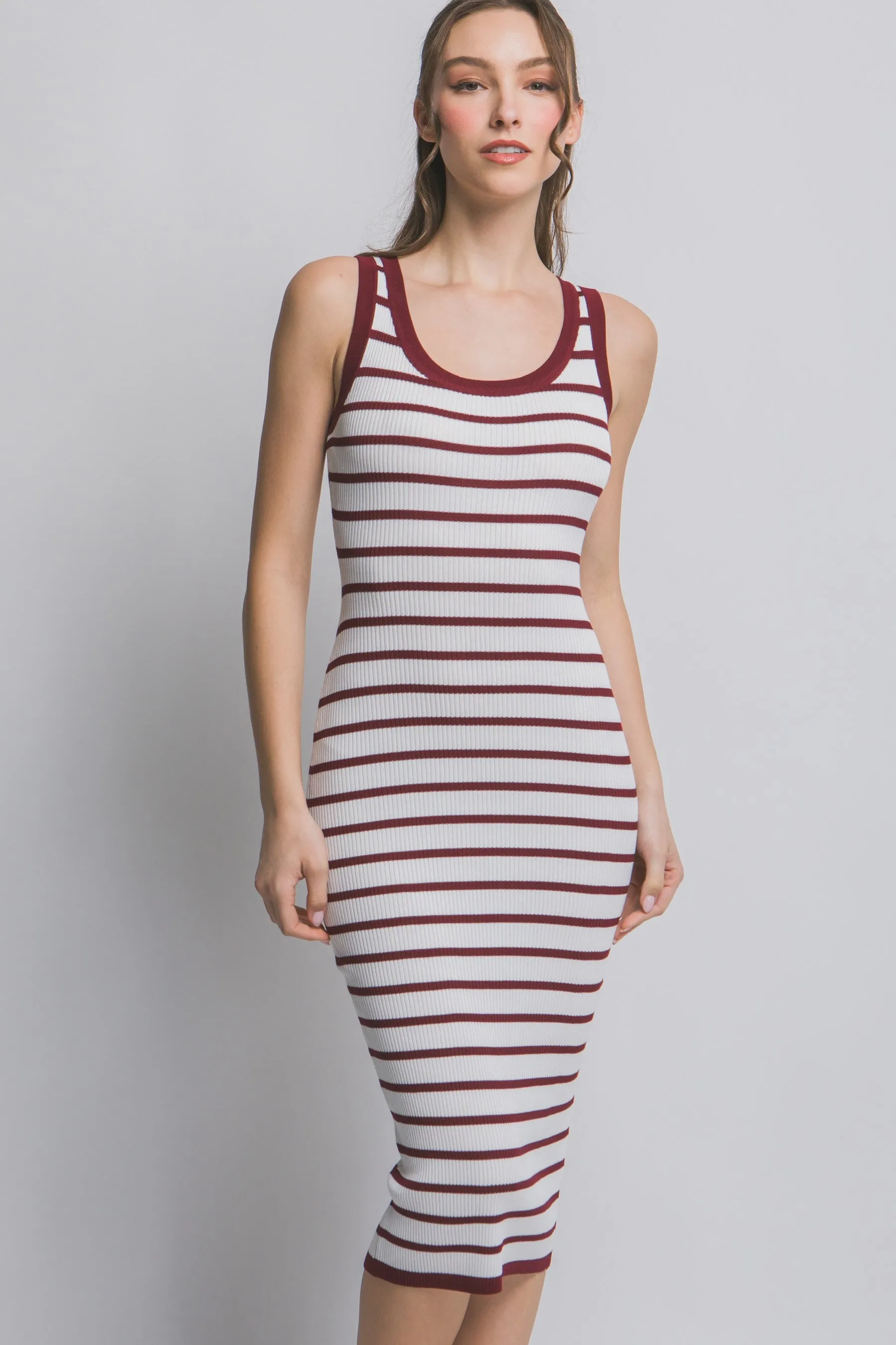 Wine Sleeveless Bodycon Midi Dress sold by Pinkblush product image thumbnail 2