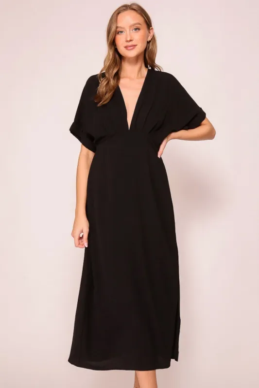 Black Airy Midi Dress sold by Pinkblush
